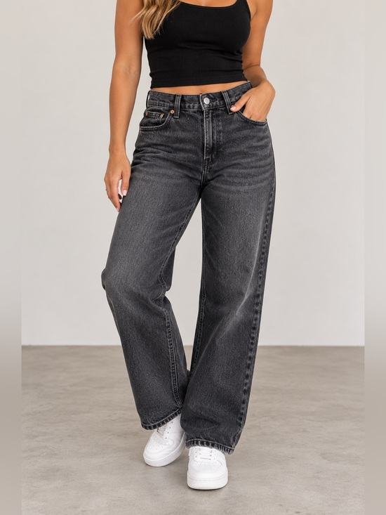 Old Navy Denim - Old Navy Mid Rise Boyfriend Loose Jeans Washed Black Gray Women’s 8